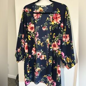 ADORA Dark Blue Floral Cardigan